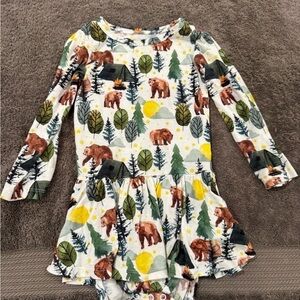 Posh Peanut Forest Print Bodysuit - Green, Yellow, Brown